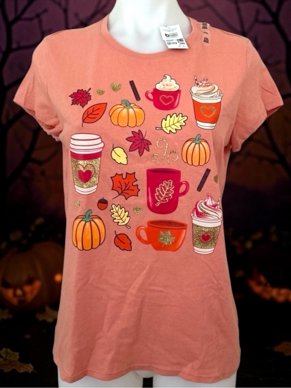 (NWT) PLACE Girl’s Fall Pumpkin Season Print Graphic Orange Tee, XXL (16)